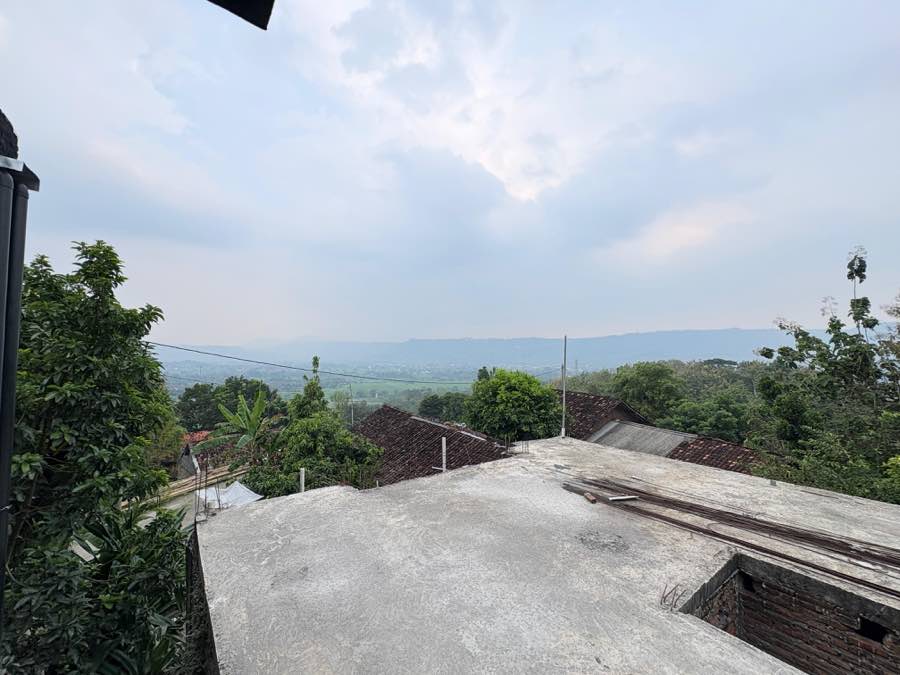 View from the villa over the trees to the hills
